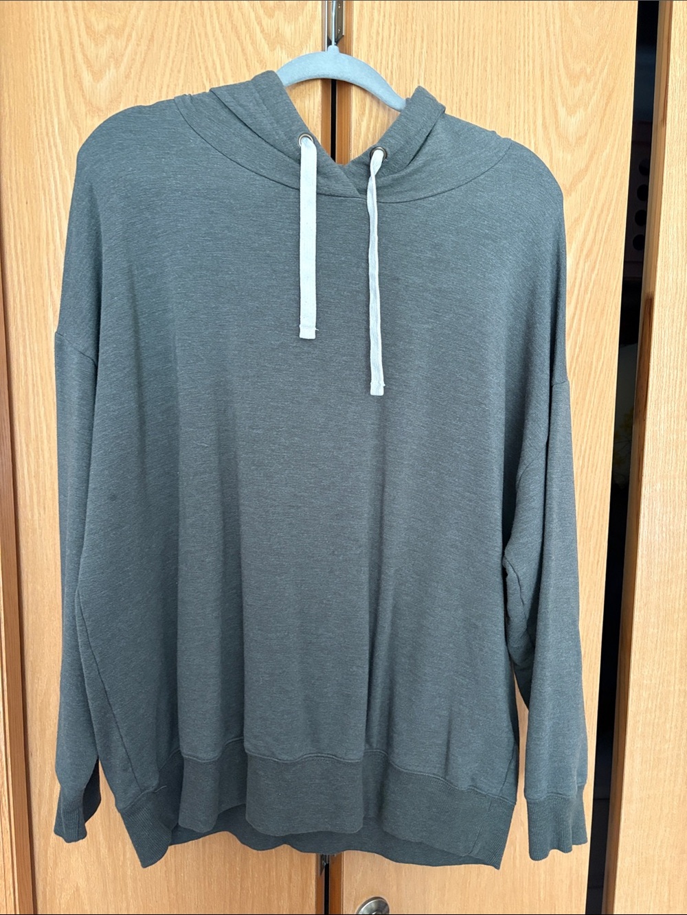 Buffalo David Bitton Olive Green Pullover Hoodie with White Drawstrings